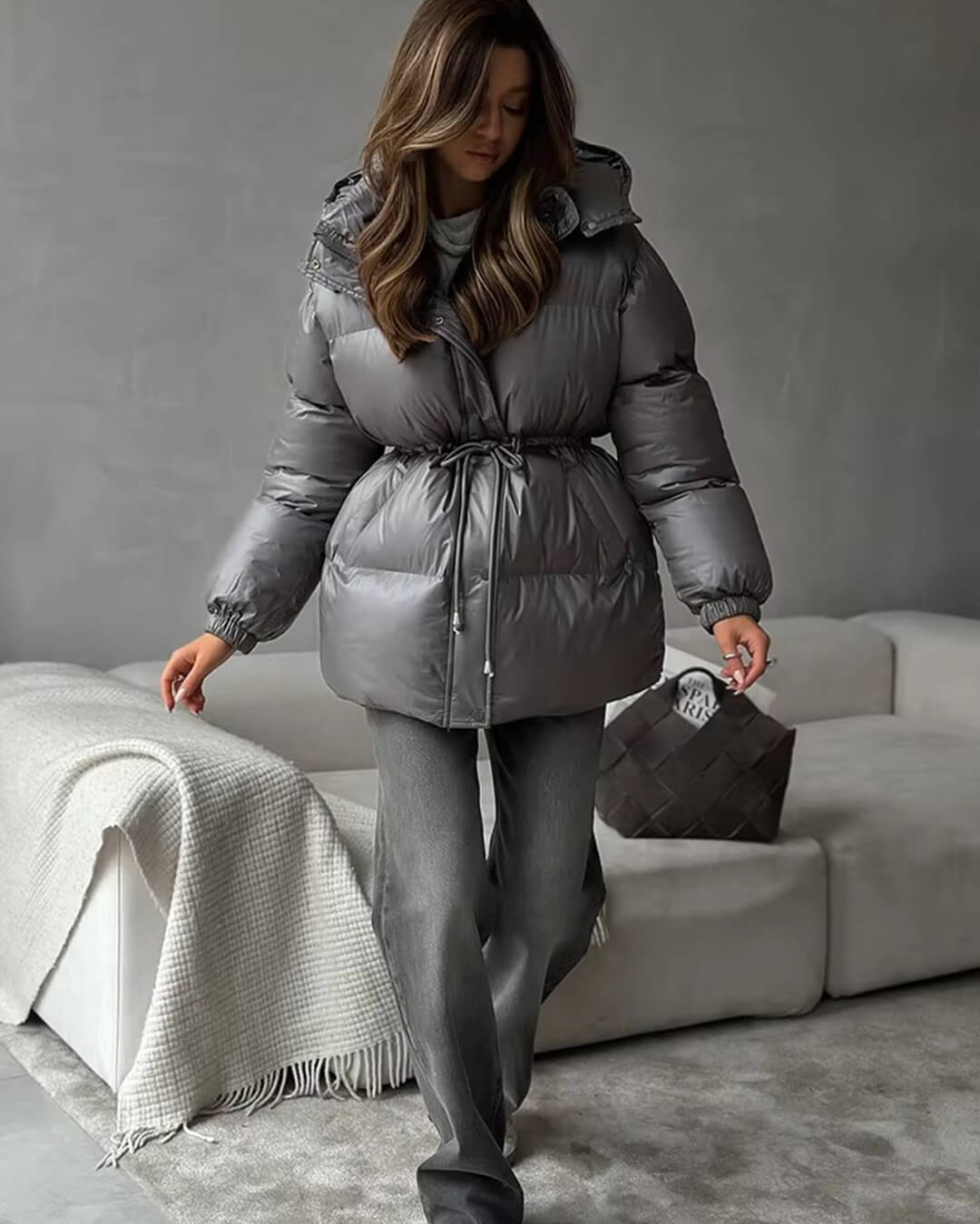 Pauline | Winter-Steppjacke für Damen mit Kordelzug und Glanzfinish